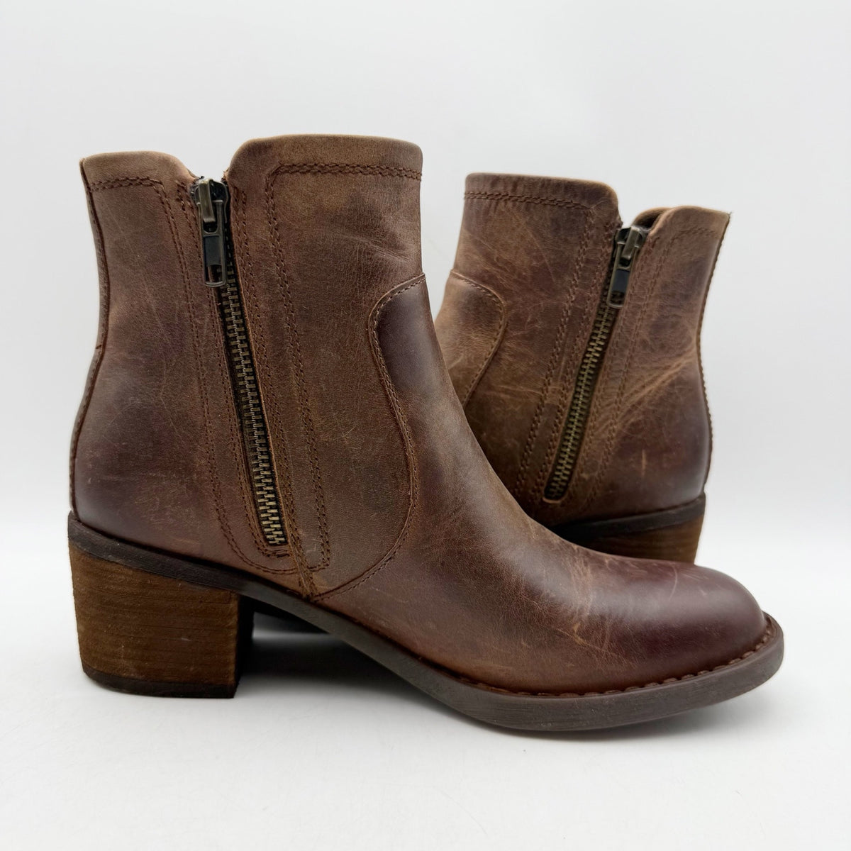 BORN Womens Rigby Ankle Boots Size 6.5 M Brown Leather NIB