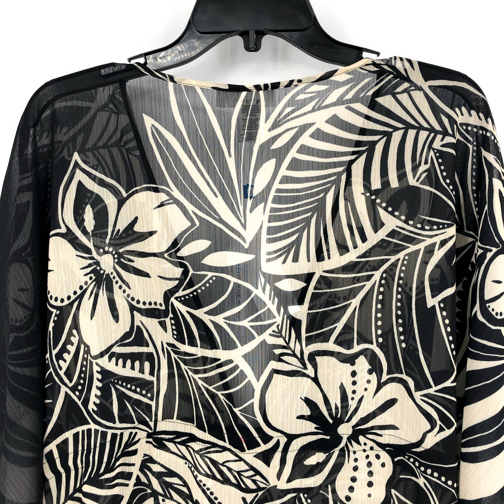 BLEU ROD BEATTIE Womens Ciao Bella Tunic Cover Up Large Black Floral Chiffon NWT