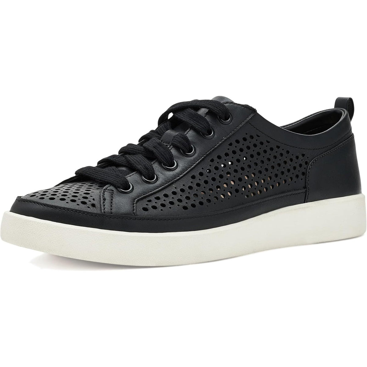 Vionic Womens Winny Perf Perforated Casual Sneakers Size 7.5 Black Leather NIB