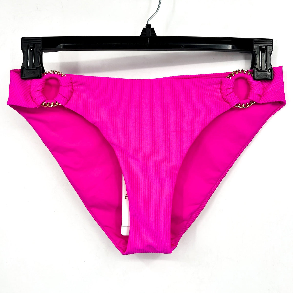 BECCA Women's Monte Carlo Gracie Hipster Bikini Bottom Large Azalea Pink Rib NWT