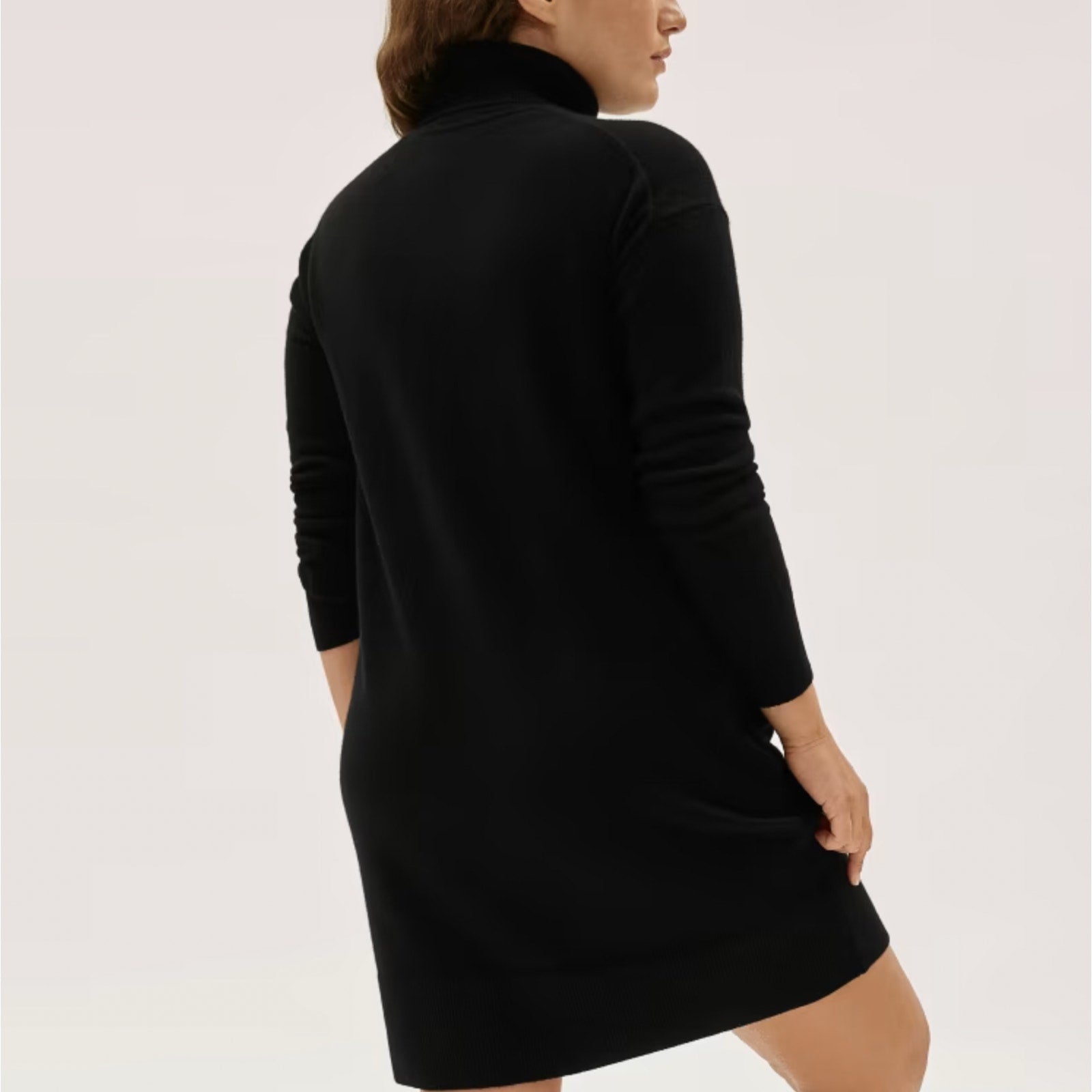 Everlane Womens The Cashmere Turtleneck Dress Large Black NWT
