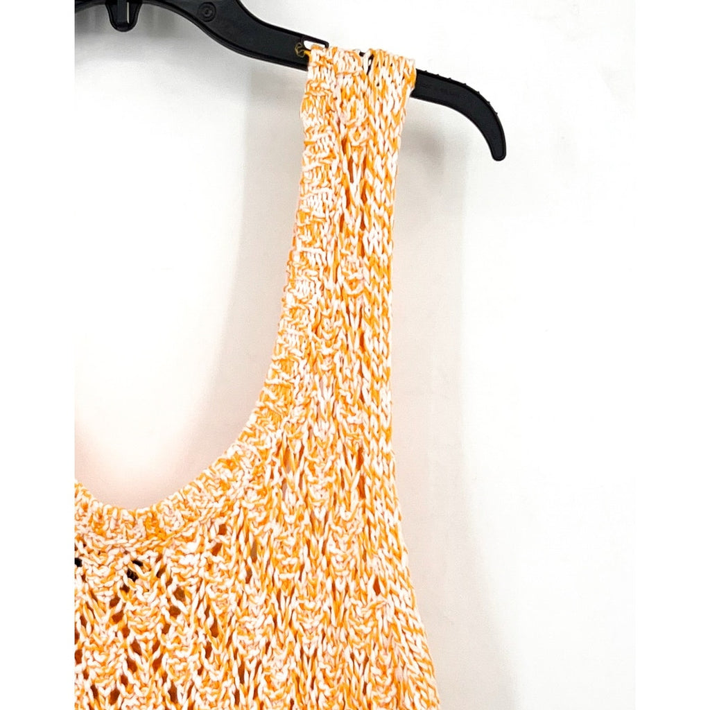 STINE GOYA Women's Knitted Esme Tank Dress Large Orange White Sleeveless NWOT