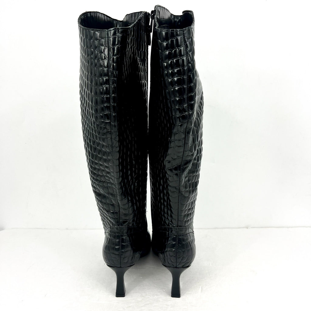 Naturalizer Deesha Knee High Boot US 11 WIDE- EXTRA WIDE CALF Black Croco NWOB