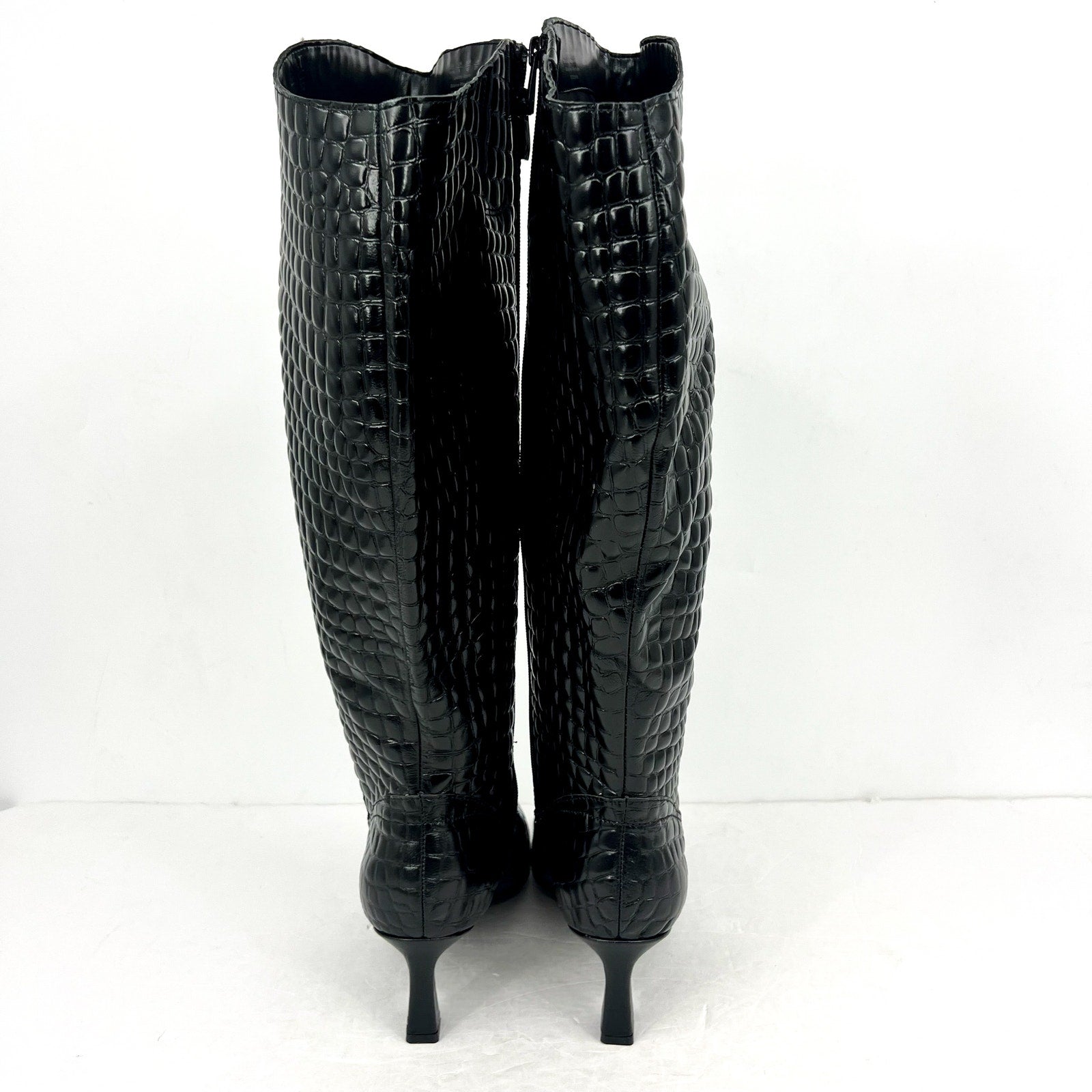 Naturalizer Deesha Knee High Boot US 11 WIDE- EXTRA WIDE CALF Black Croco NWOB