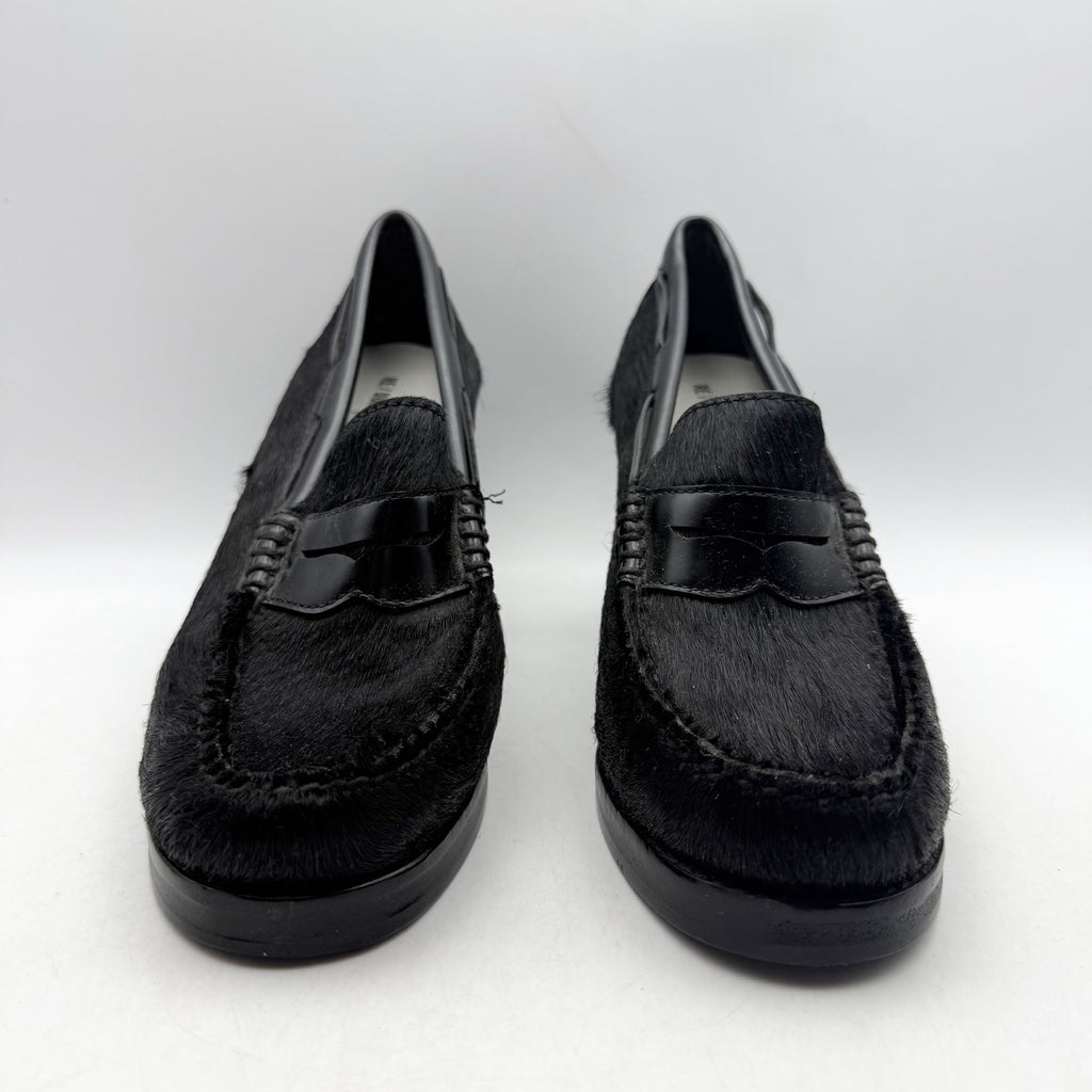 RE/DONE + Weejuns Womens Heeled Loafers US 7 M Black Calf Hair Leather NWOB
