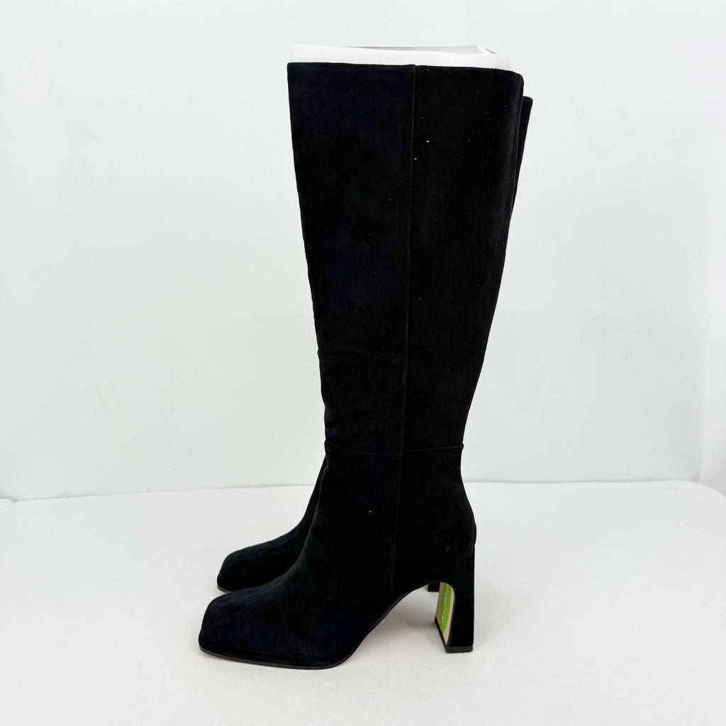Sam Edelman Womens Issabel Heeled Knee High Boots US 8 M EU 38.5 Black Suede NIB