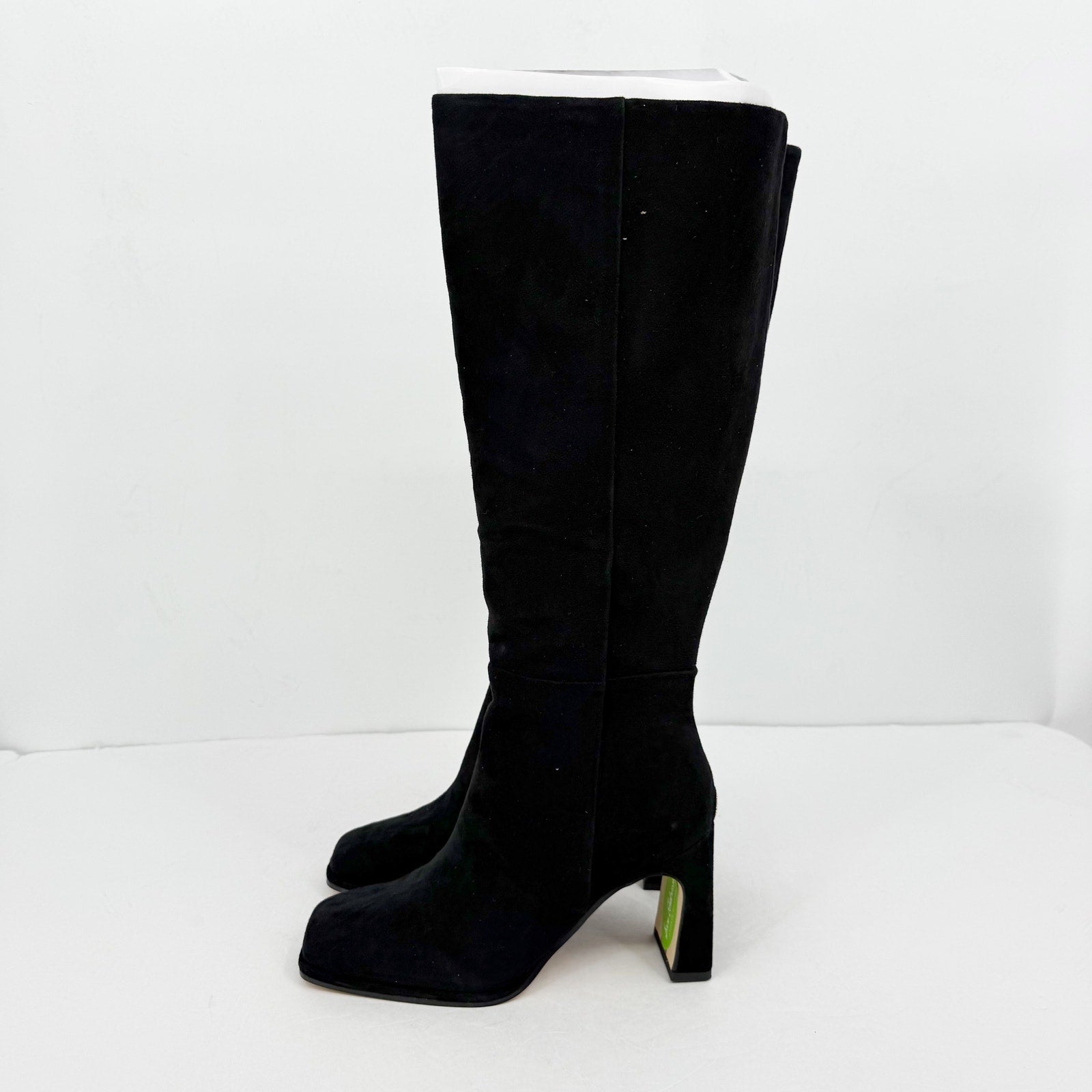 Sam Edelman Womens Issabel Heeled Knee High Boots US 8 M EU 38.5 Black Suede NIB