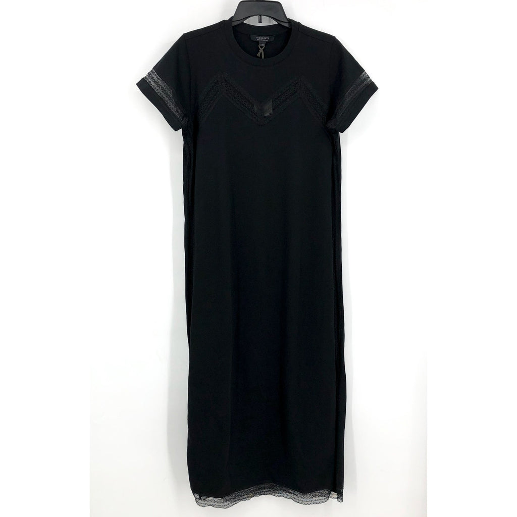 ALLSAINTS Women's Anna Lace Maxi Dress Size 8 Black Short Sleeve NWT
