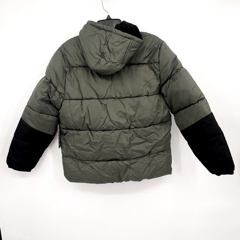 IXTREME Boy's Hooded Colorblock Puffer Winter Coat XL 14/16 Green Black NWT