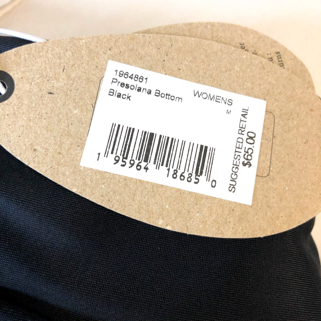 PRANA Women's Presolana Bikini Bottoms Medium Black Hipster Stretch NWT
