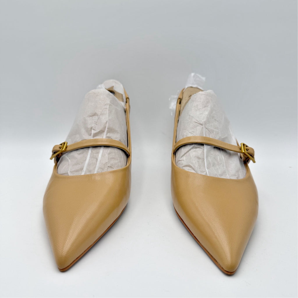 Franco Sarto Womens Khloe Slingback Pumps Size 8 Nude Beige Patent Leather NWOB