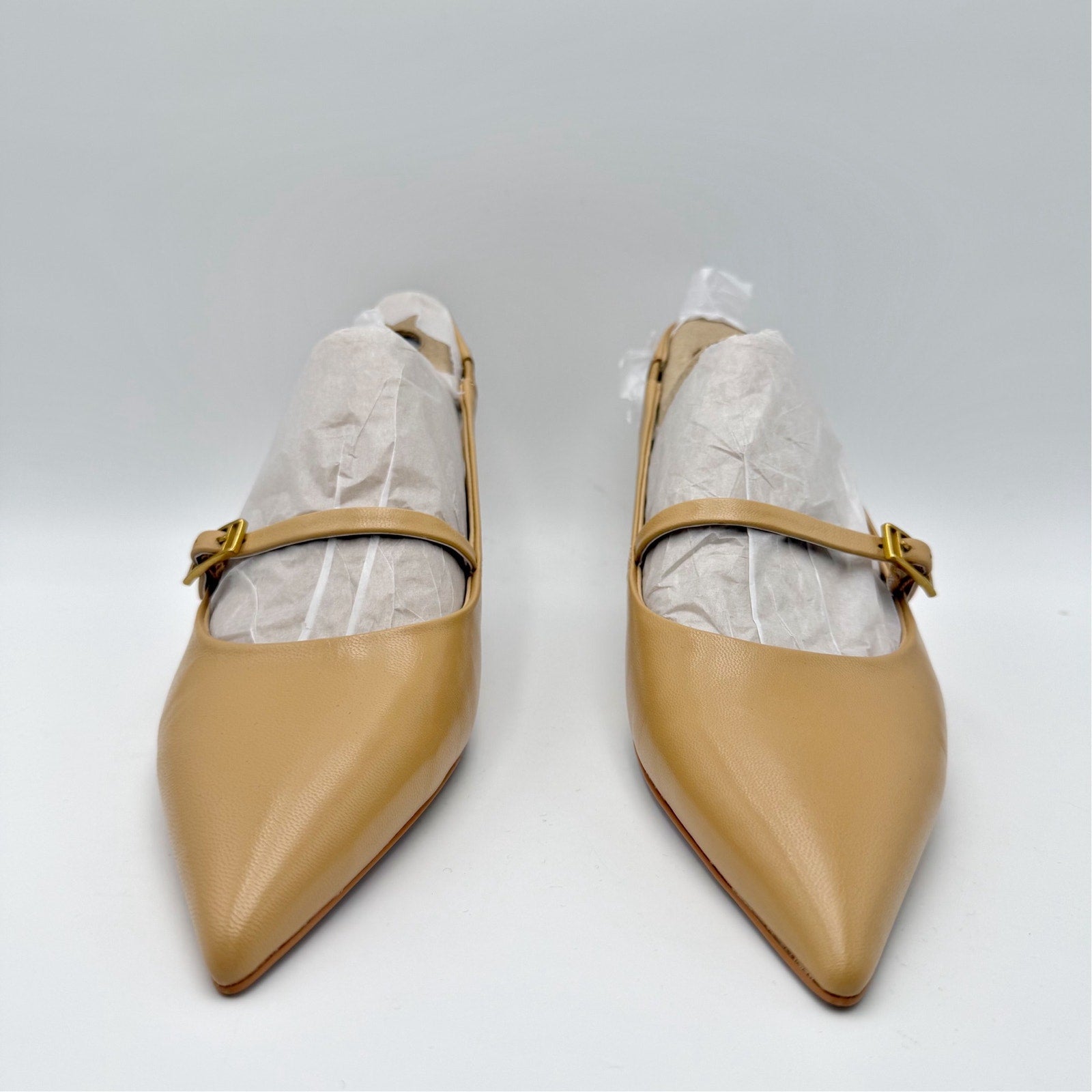 Franco Sarto Womens Khloe Slingback Pumps Size 8 Nude Beige Patent Leather NWOB