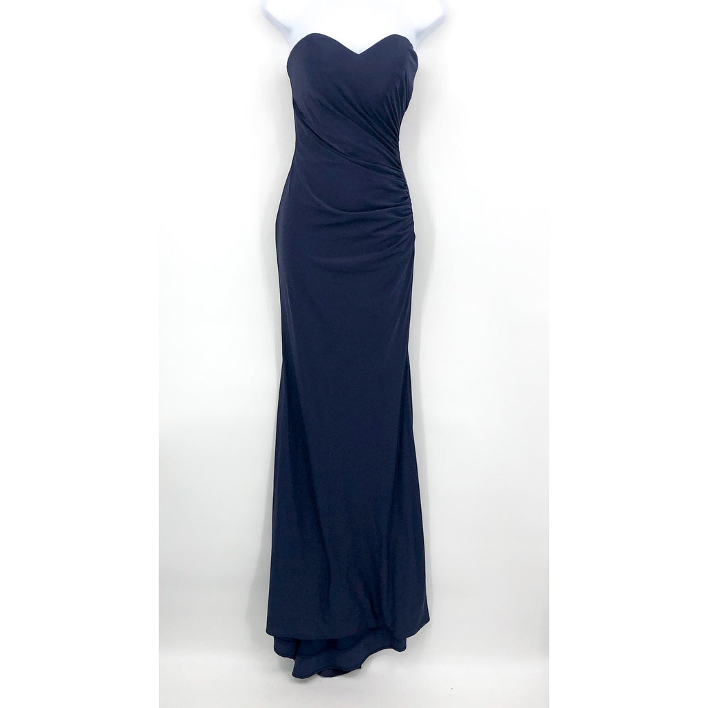 LA FEMME Strapless Sweetheart Long Dress Size 0 Navy Blue 30502 Mermaid Gown NWT