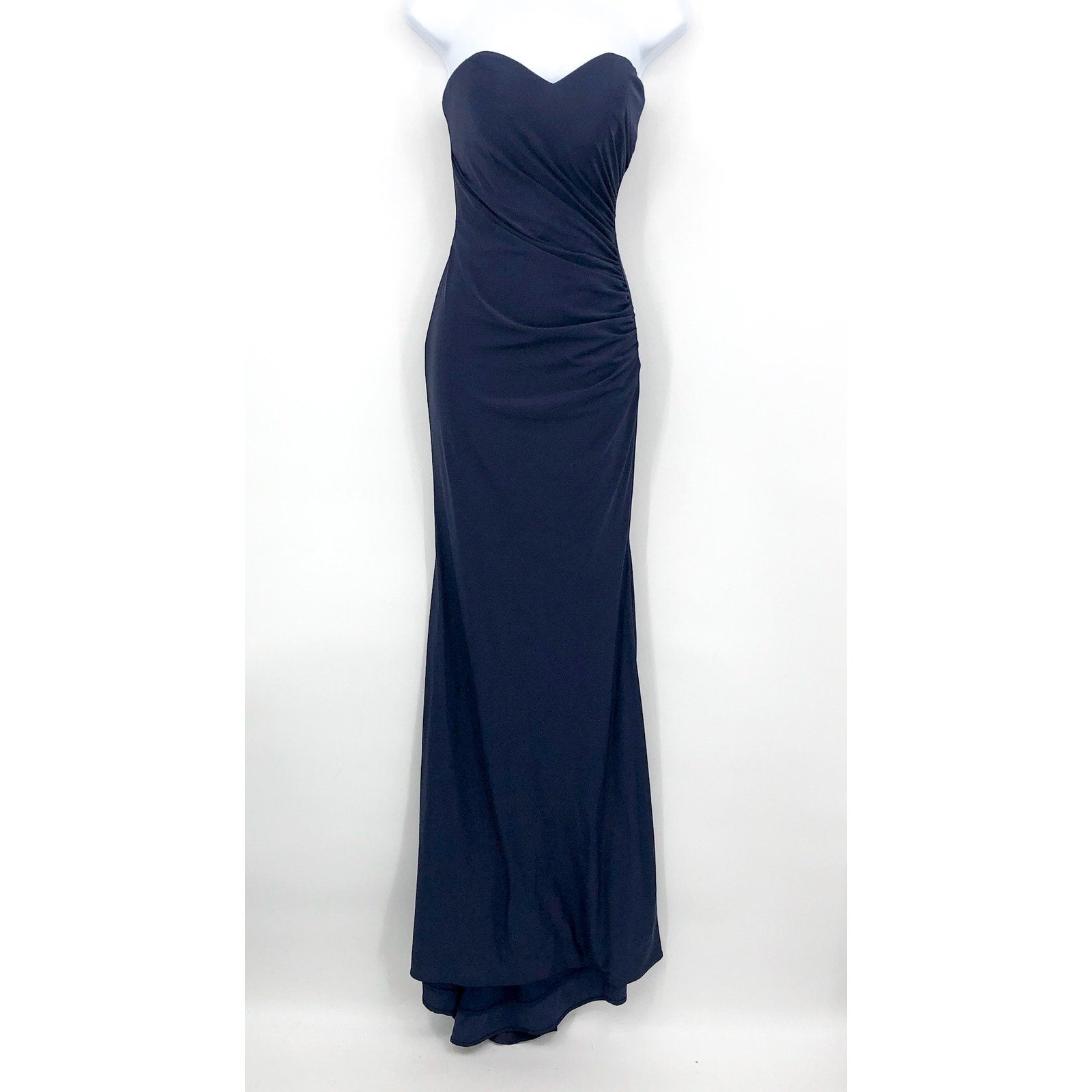 LA FEMME Strapless Sweetheart Long Dress Size 0 Navy Blue 30502 Mermaid Gown NWT