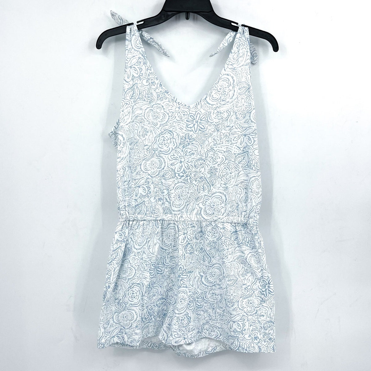 SOUTHERN TIDE Womens Forever Floral Tie Shoulder Romper Small White Sky Blue NWT