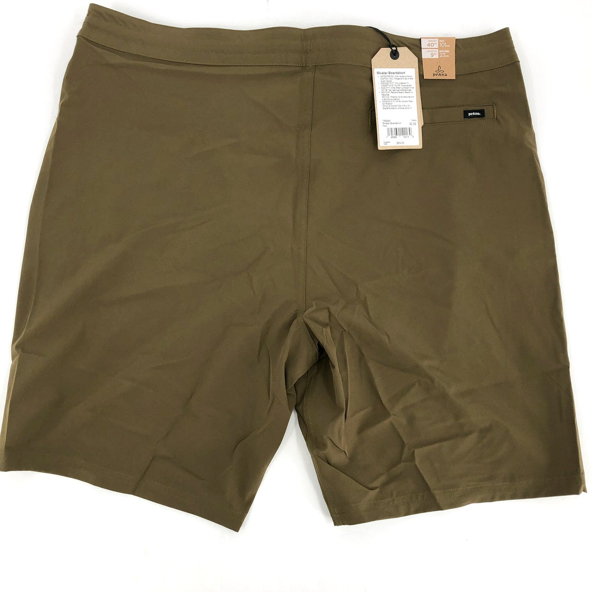 PRANA Men's Riveter Board Shorts Size 40 XXL Peat Green 9" Inseam UPF 50+ NWT