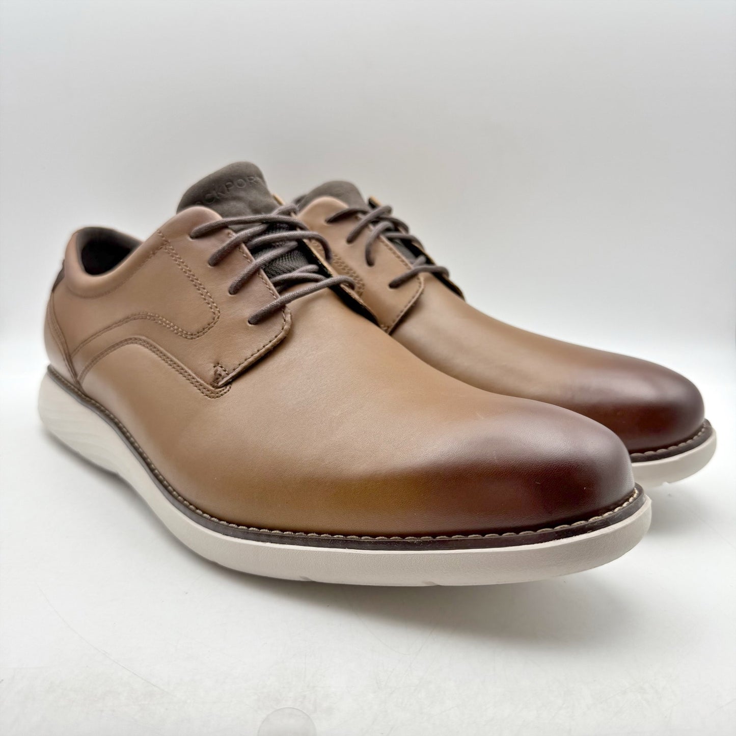 Rockport Mens Garett Oxford Shoes US 14 Wide EU 49 Brown Leather NWOB