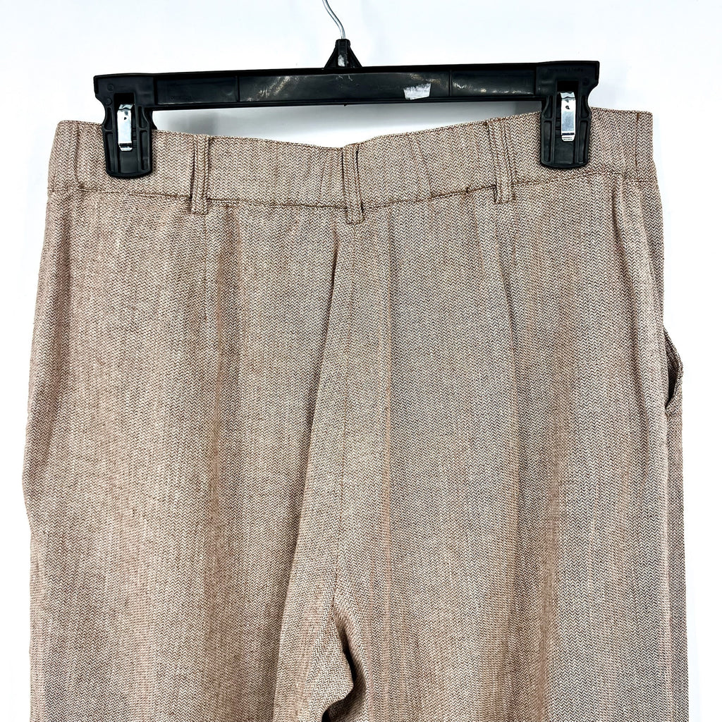 NIC + ZOE Women's Eliot Wide-leg Dress Pants 8 Petite Brown Mix Linen Cotton NWT