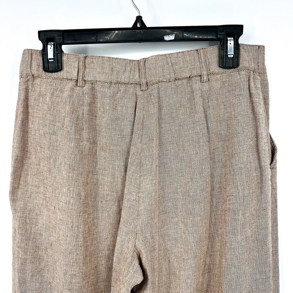 NIC + ZOE Women's Eliot Wide-leg Dress Pants 8 Petite Brown Mix Linen Cotton NWT
