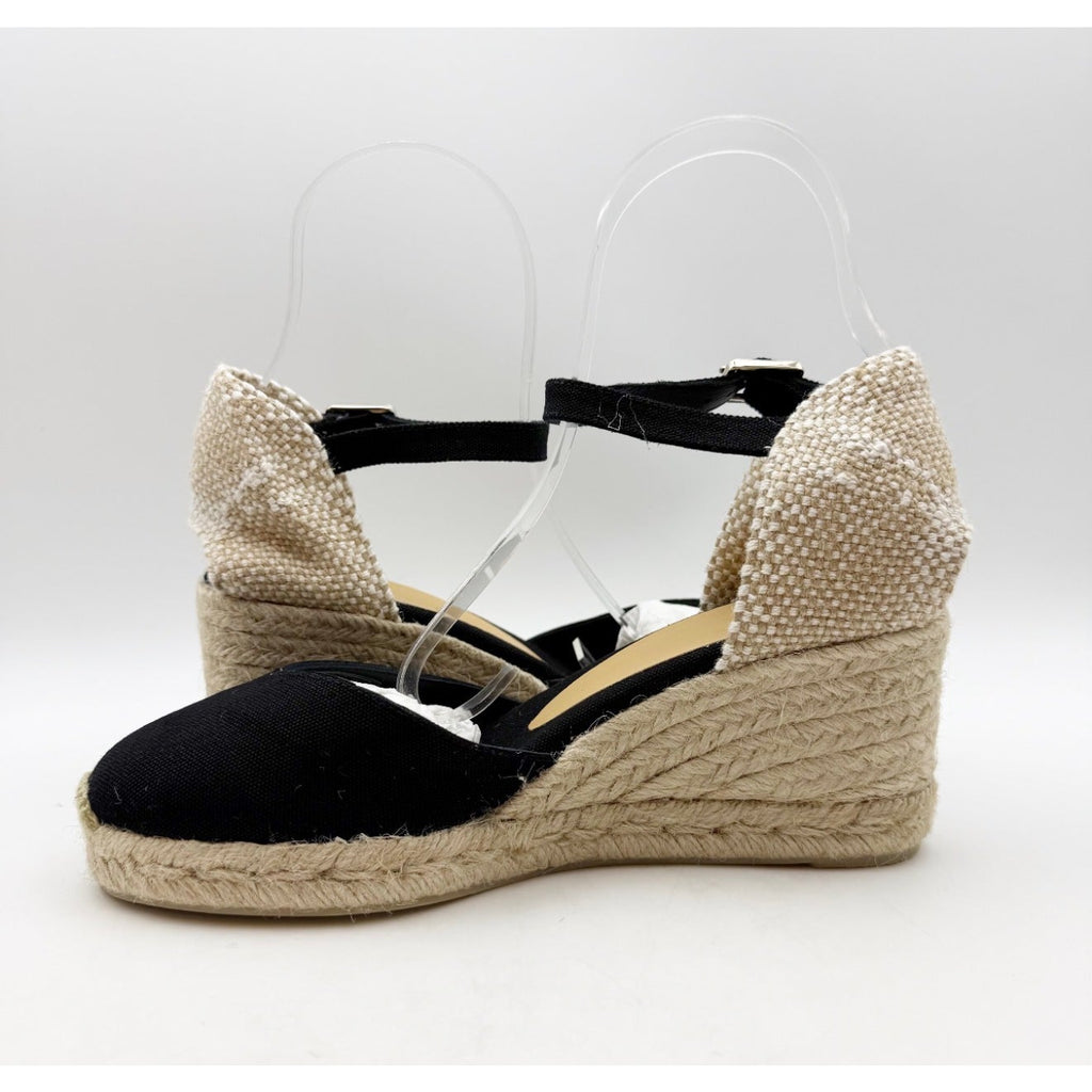 CASTANER Womens Chiarita Wedge Espadrilles Size 6.5 EU 37 Black 60 mm Heels NIB