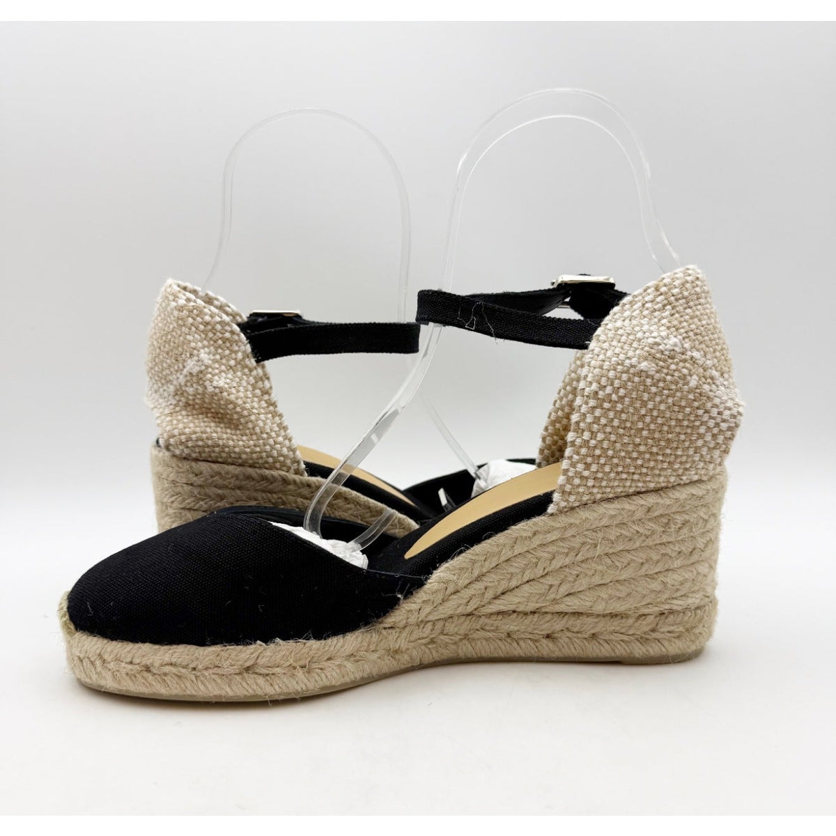 CASTANER Womens Chiarita Wedge Espadrilles Size 6.5 EU 37 Black 60 mm Heels NIB