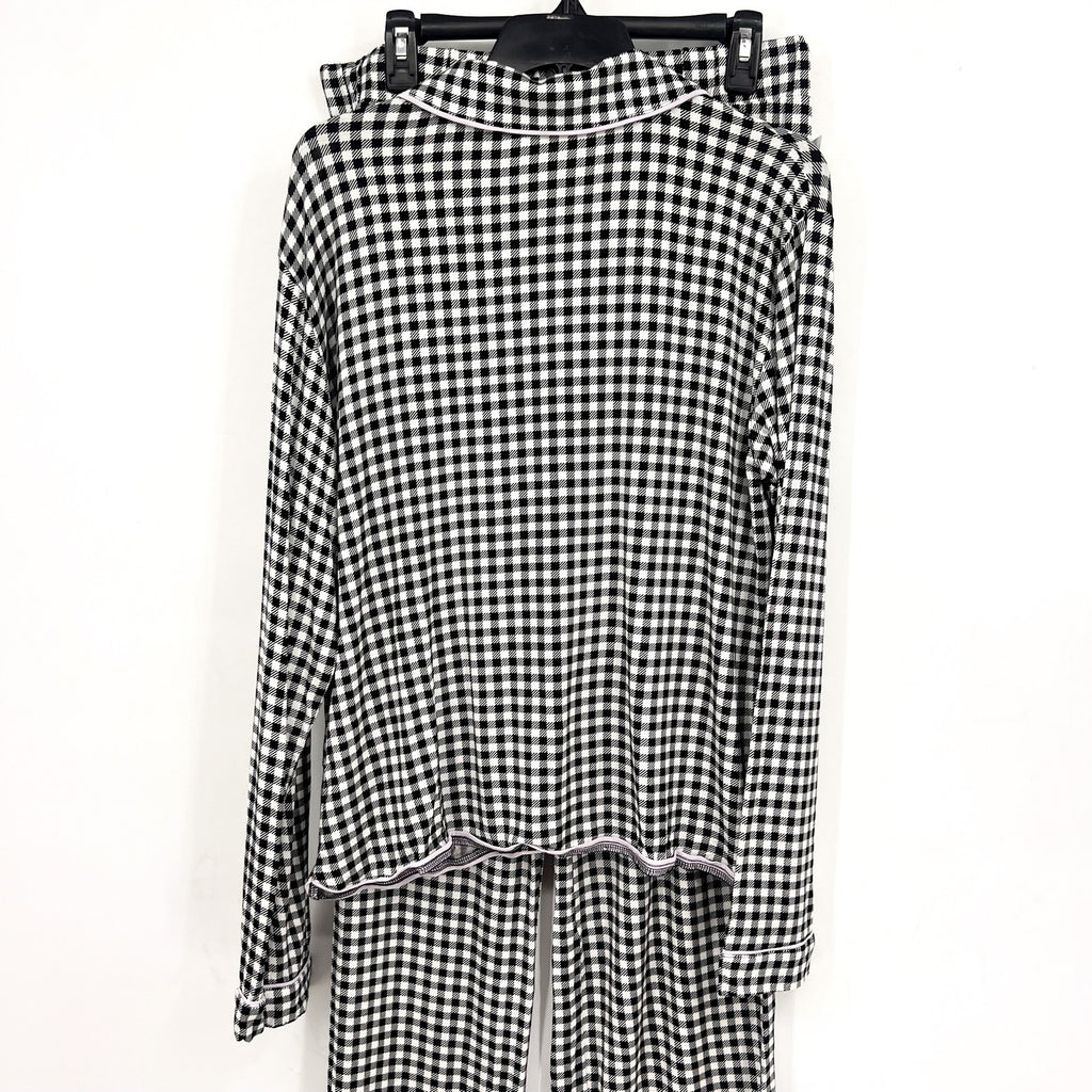 HONEYDEW Womens All American Long Sleeve Top Pants Pajamas Large Black White NWT