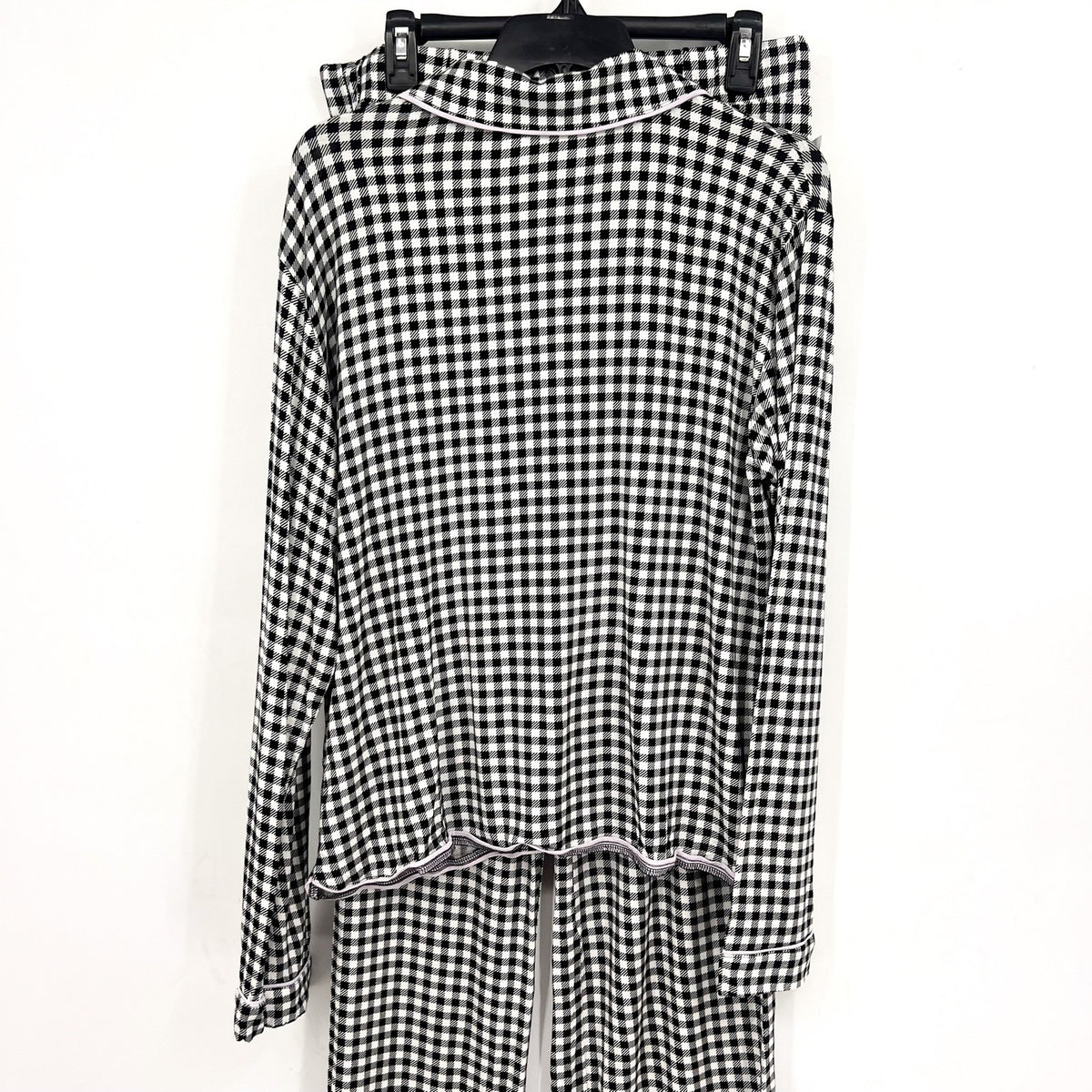 HONEYDEW Womens All American Long Sleeve Top Pants Pajamas Large Black White NWT
