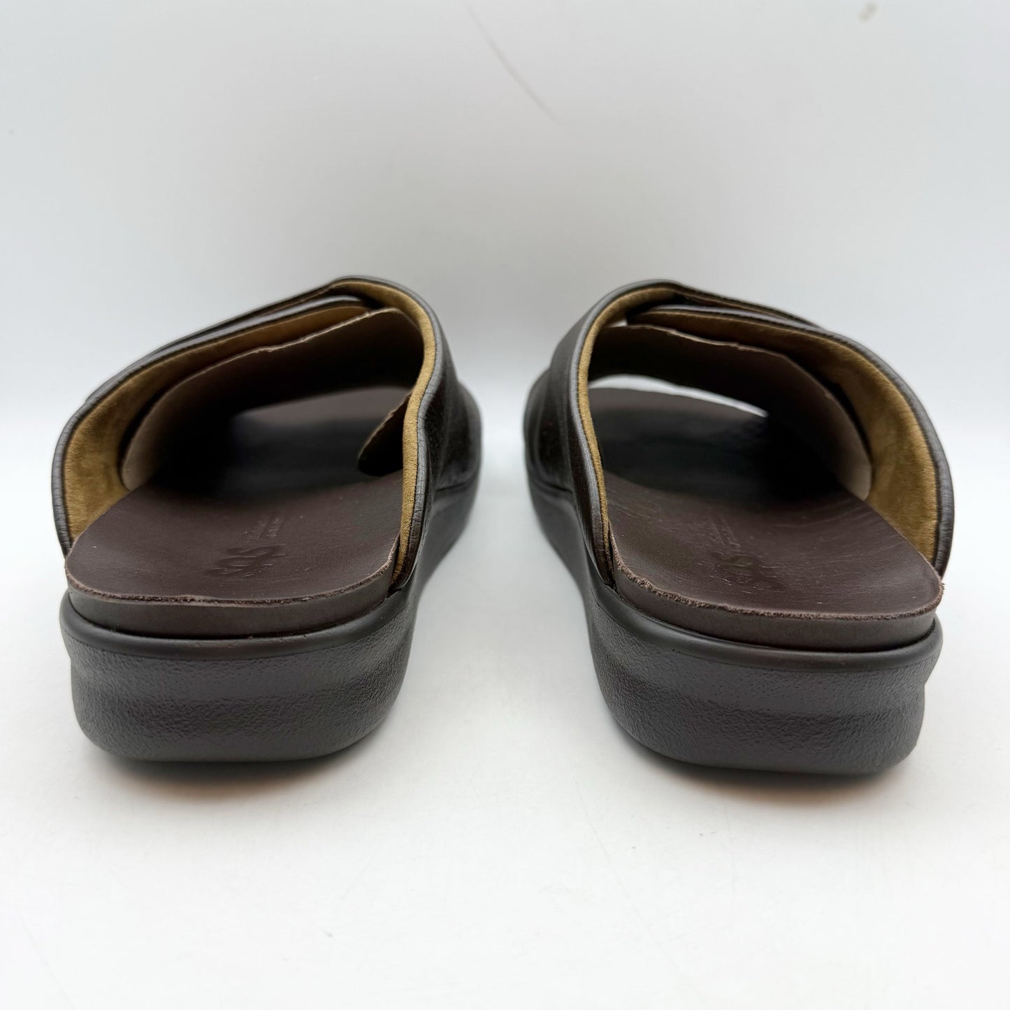 SAS Mens Encore Slide Sandals US 9.5 Wide Dark Brown Leather Comfort NWOB
