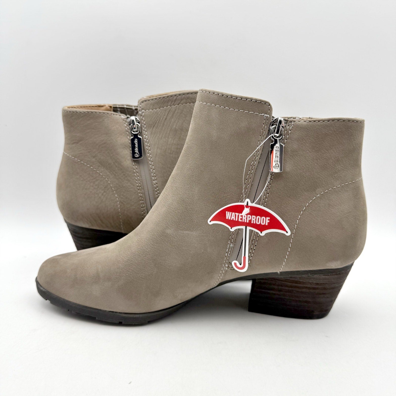 Blondo Womens Valli 2.0 Ankle Booties SIZE 8 M Taupe Grey Nubuck Leather NIB