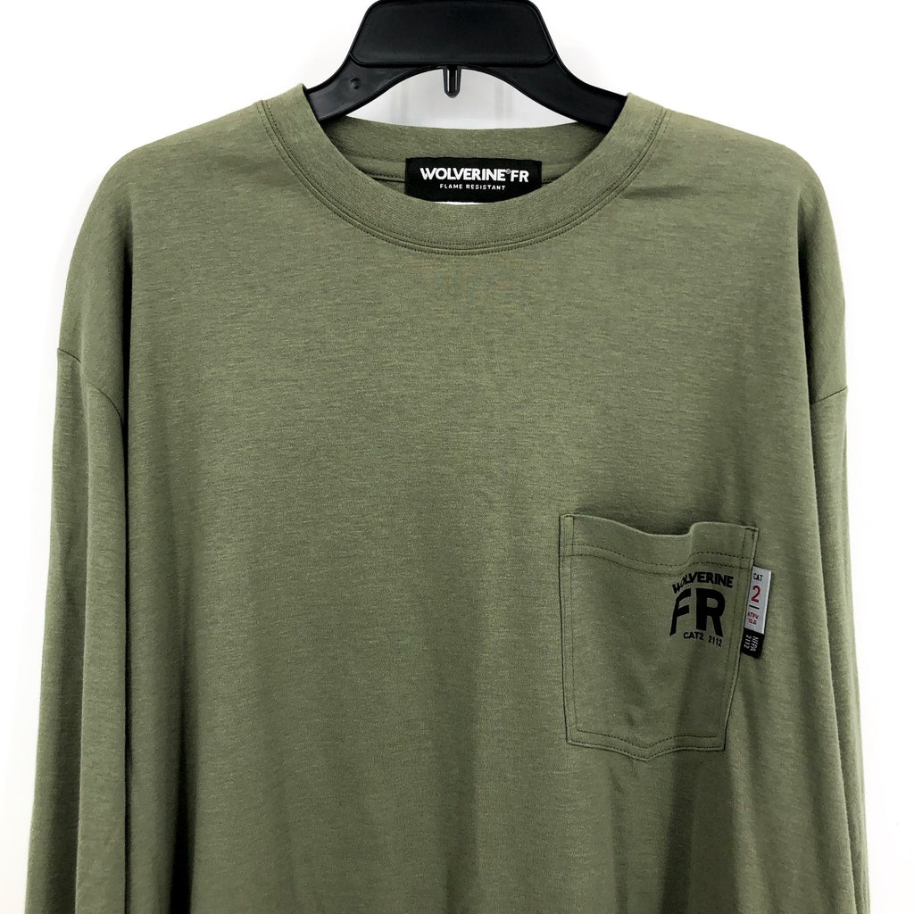 WOLVERINE Mens FireZerO Long Sleeve Tshirt XXL Green Flame Resistant Eagle NWT