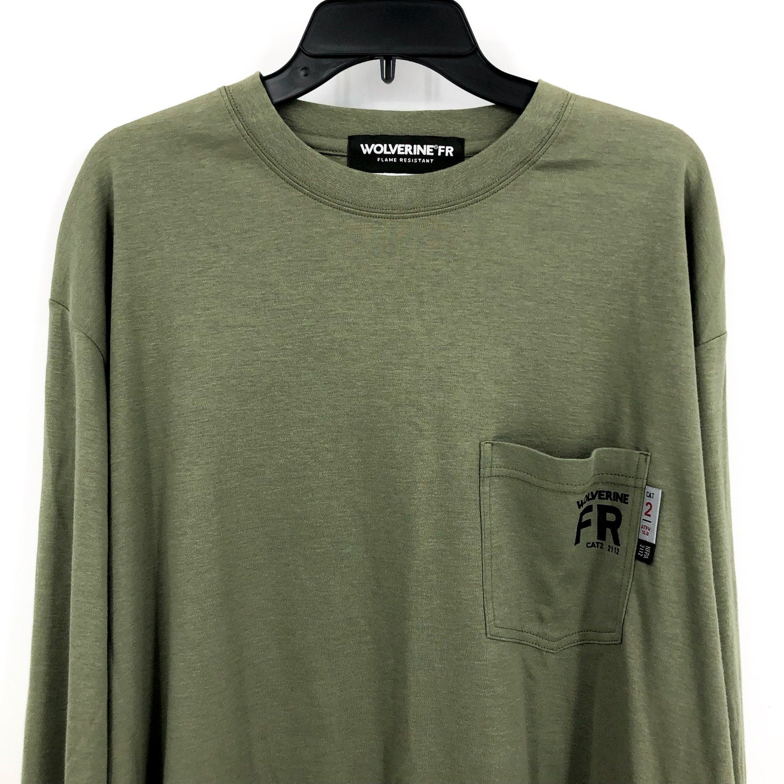 WOLVERINE Mens FireZerO Long Sleeve Tshirt XXL Green Flame Resistant Eagle NWT