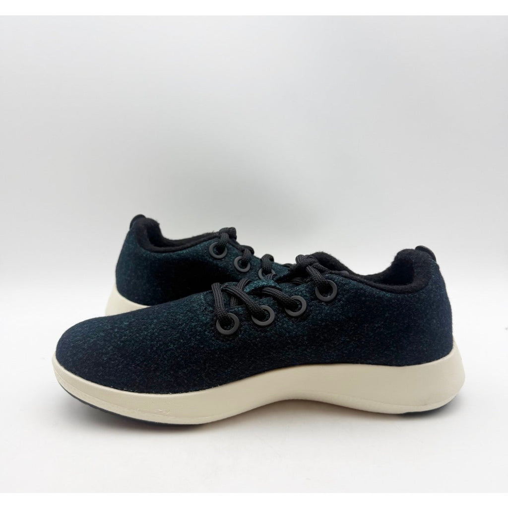 ALLBIRDS Womens Wool Runner Mizzle Shoes Size 7 Black Teal Water Repellent NWOB