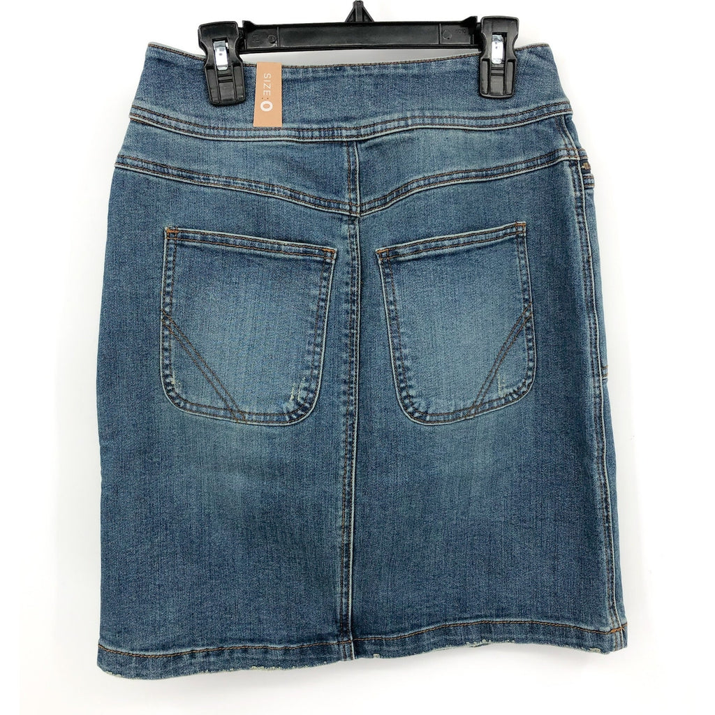 PRANA Women's Broadway Denim Pencil Skirt Size 0 True Blue Organic Stretch NWT