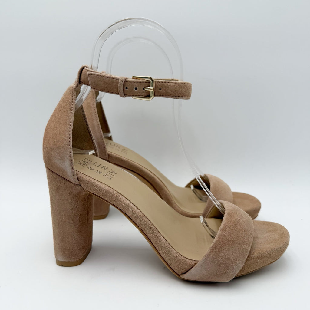 Naturalizer Womens Joy Heeled Dress Sandals Size 6 Wide Tan Suede NWOB