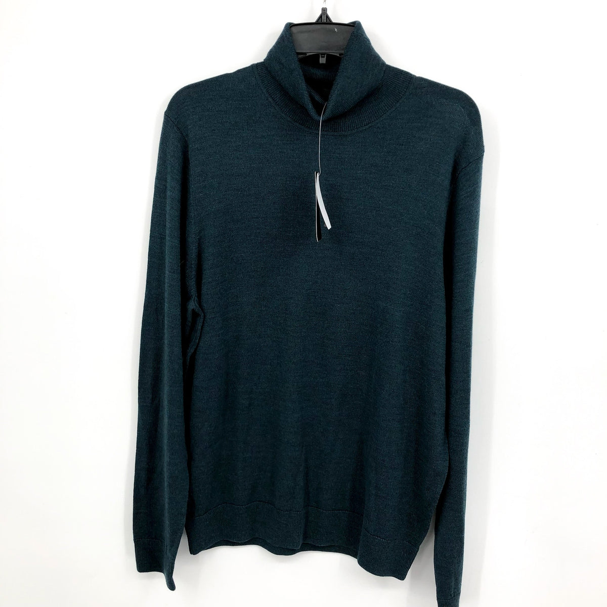 NORDSTROM Men's Turtleneck Sweater Large Teal Green Merino Wool Washable NWT