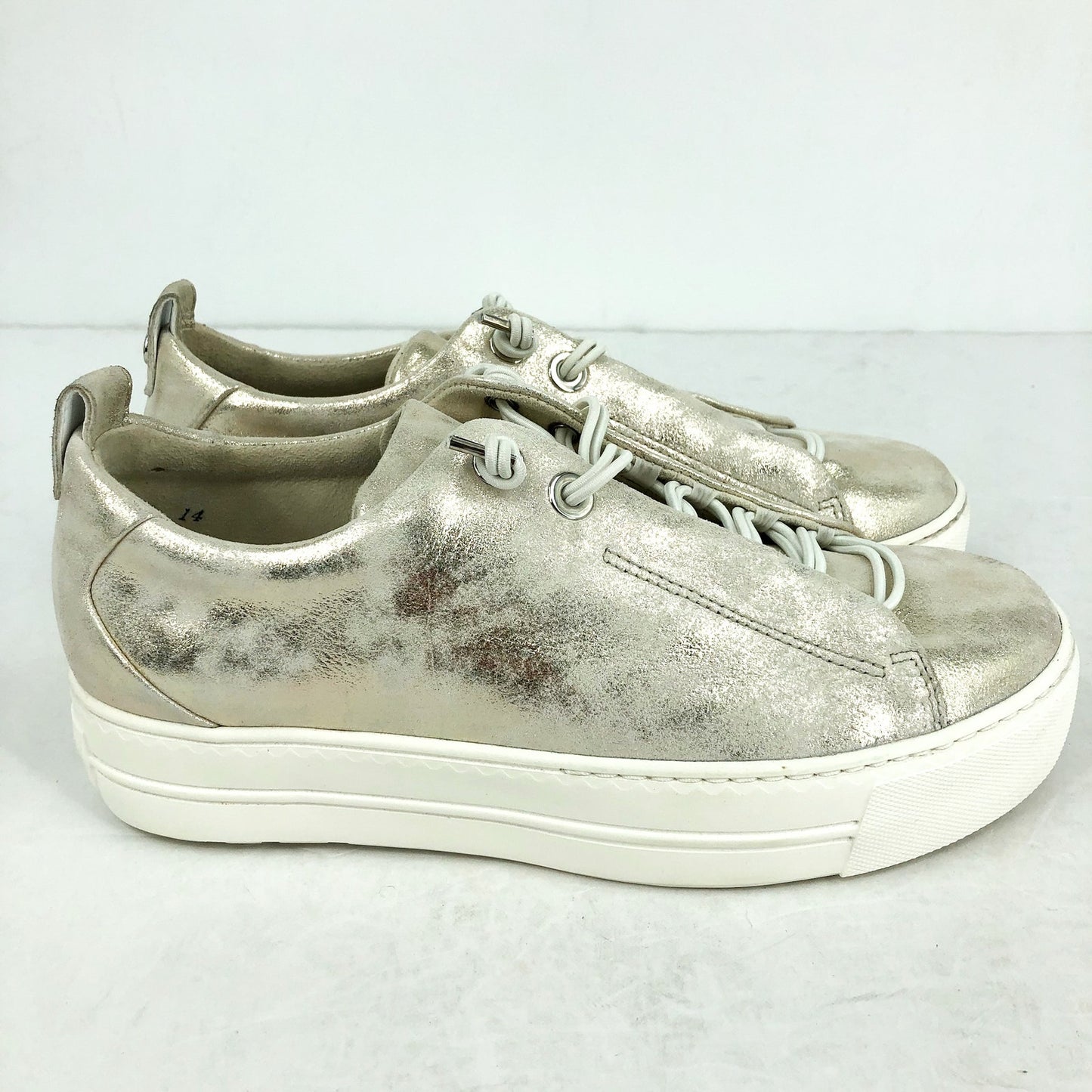 Paul Green Women Super Soft Faye Sneaker US 7.5 EU 37 Metallic Gold Leather NWOB