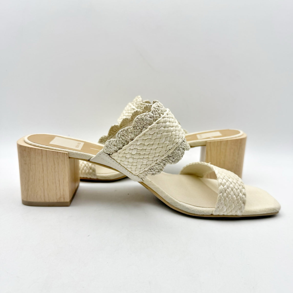 Dolce Vita Womens Zophy Heeled Sandals Size 9.5 Ivory Cream Raffia NWOB