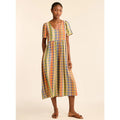 PENDLETON Women's Flora Midi Dress XS Woodash Multi Check Linen-Blend NWT