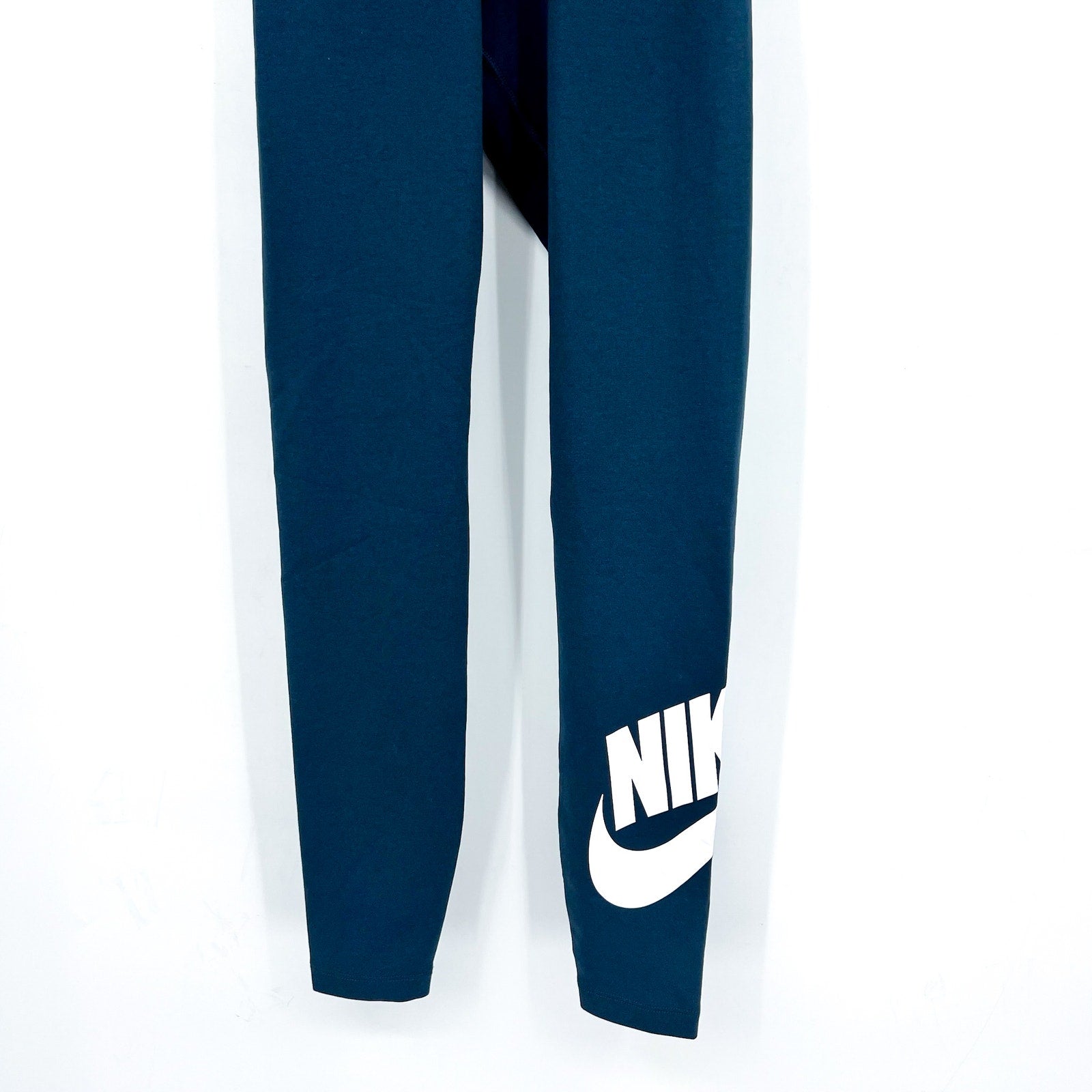 Nike Womens Logo Full Length Leggings XS Navy Blue Athletic High-Waisted NWT