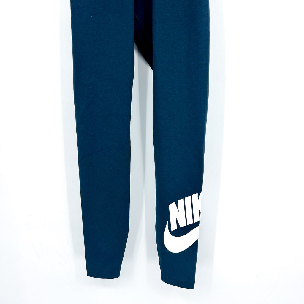 Nike Womens Logo Full Length Leggings XS Navy Blue Athletic High-Waisted NWT