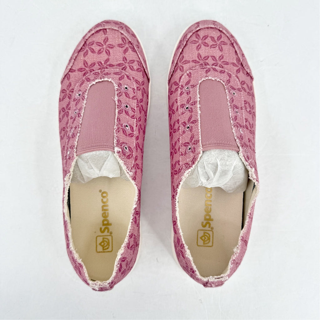 Spenco Womens Santa Maria Batik Sneakers US 9.5 WIDE Pink Canvas Casual NIB