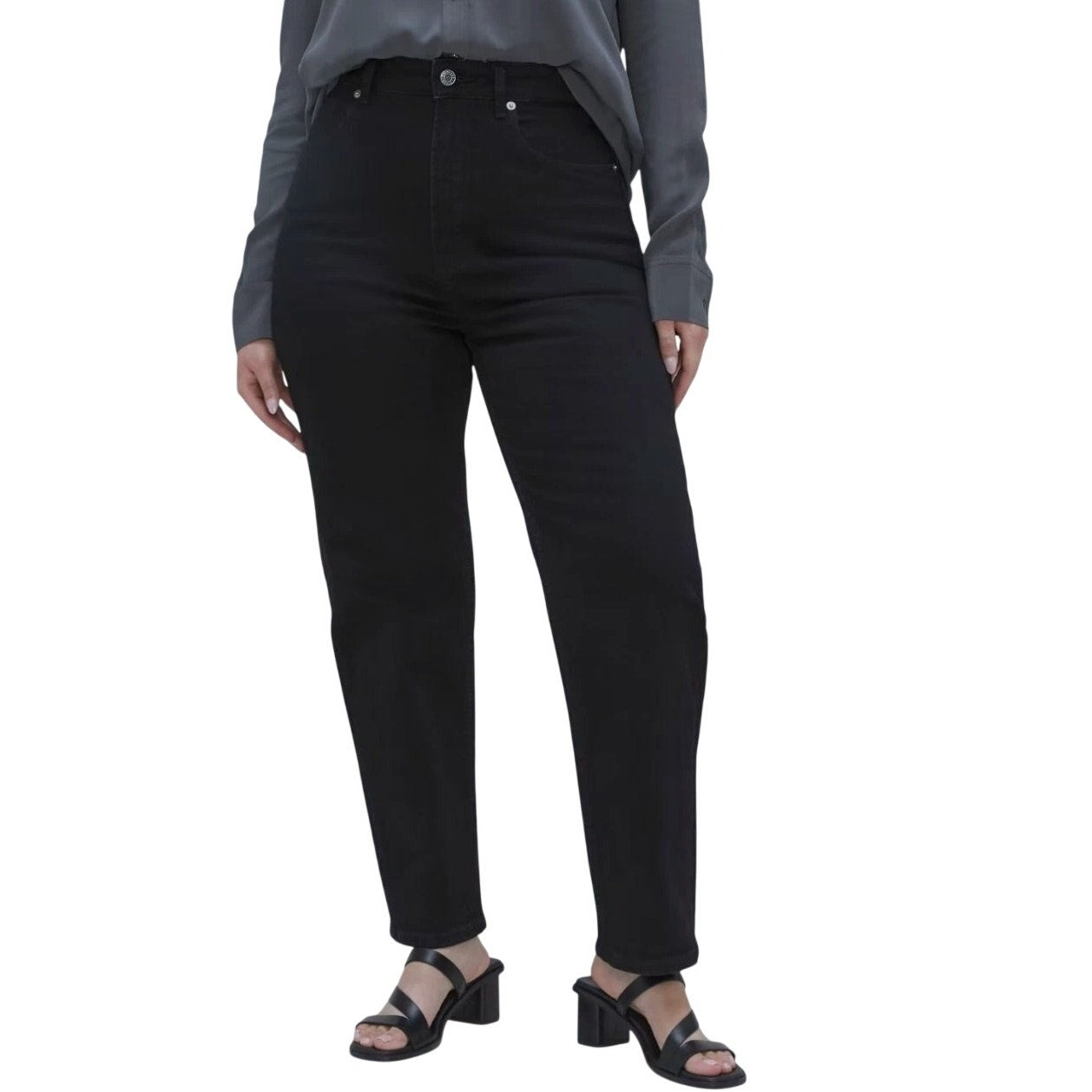 EVERLANE Women's The Curvy Way High Jeans 30x28 US 10 Black Organic Cotton NWT