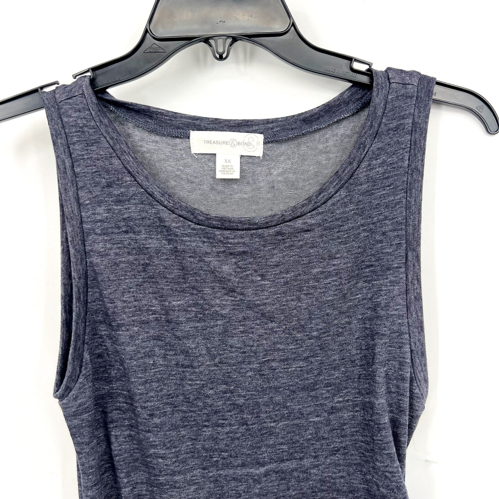 TREASURE & BOND Ruched Sleeveless Jersey Tank Dress XS Gray Blue NWOT