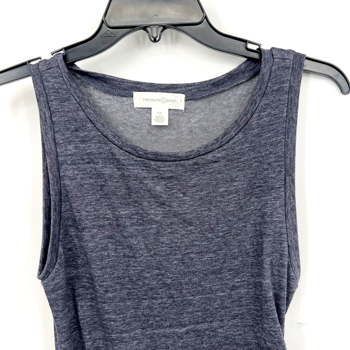TREASURE & BOND Ruched Sleeveless Jersey Tank Dress XS Gray Blue NWOT
