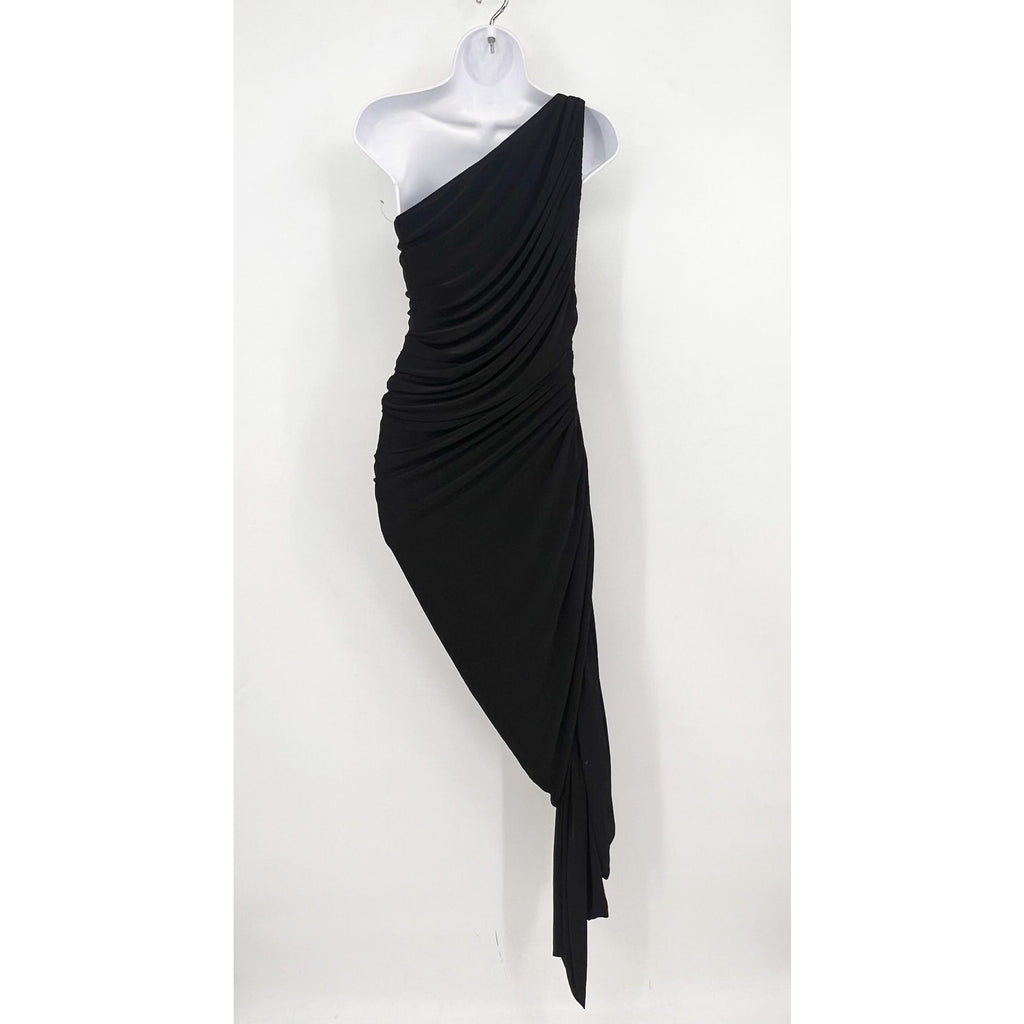 NORMA KAMALI Women's One Shoulder Diana Gown Large Black Asymmetric NWOT
