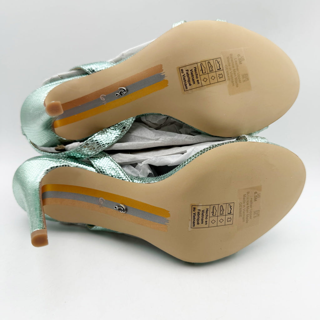 Sam Edelman Womens Gemmie Ankle Strap Heels Size 6.5 M Sea Green Sandals NIB