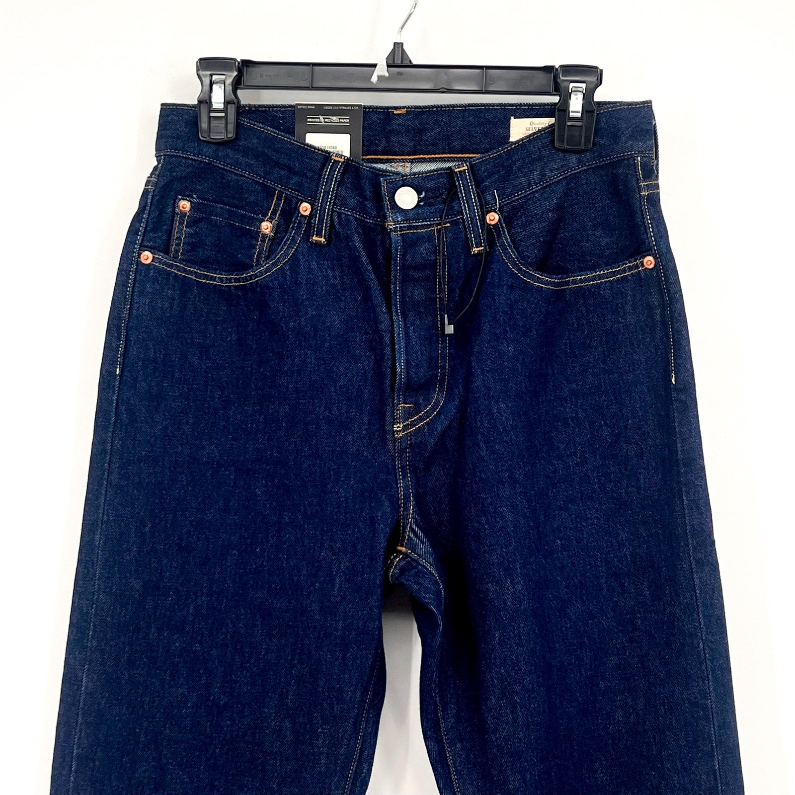 LEVI'S Women 501 Original Fit Selvedge Jean 27x32 US 4 Rinsey Dark 125010560 NWT