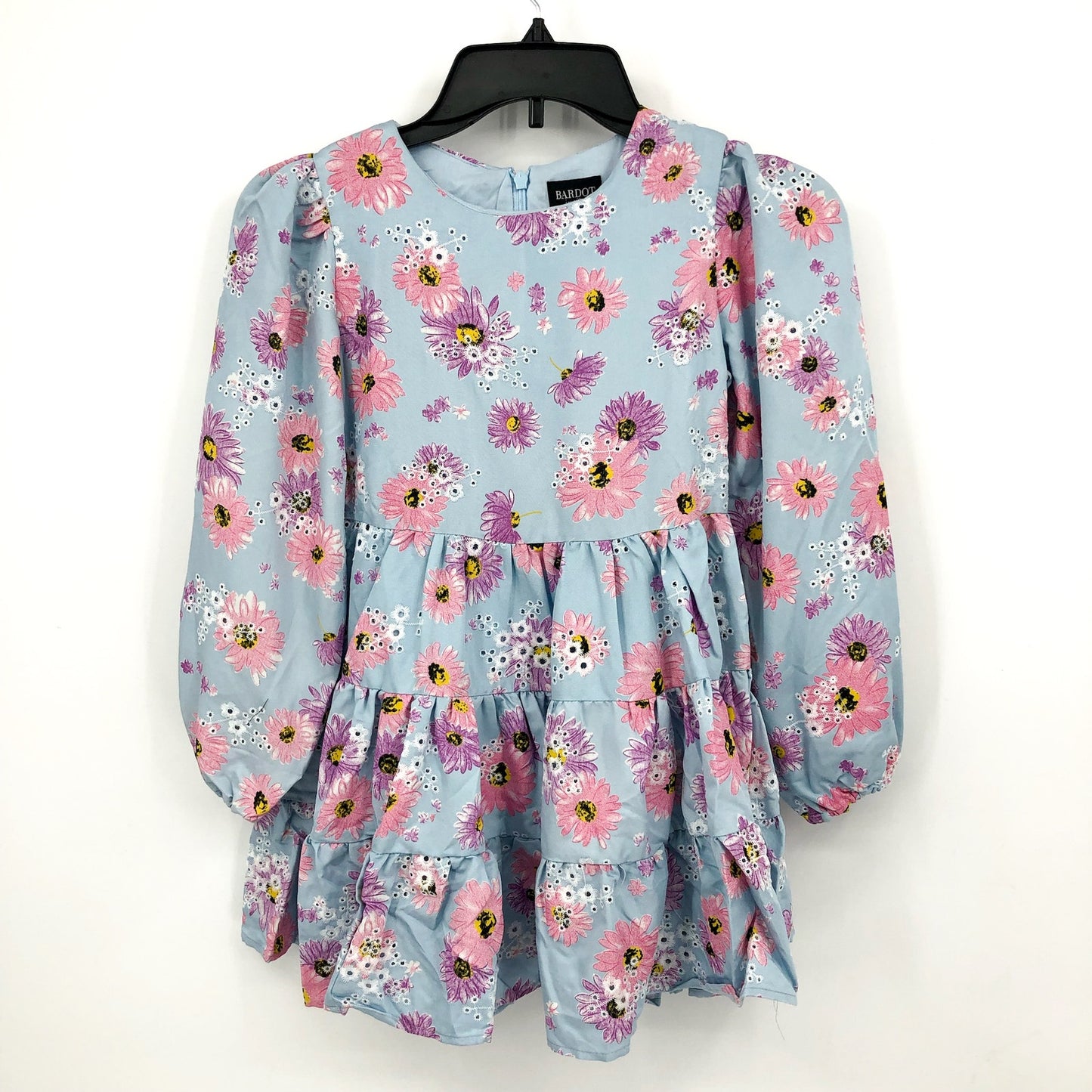 BARDOT Girls Ella Broderie Dress Size 8 Blue Floral Size Long Sleeve NWT