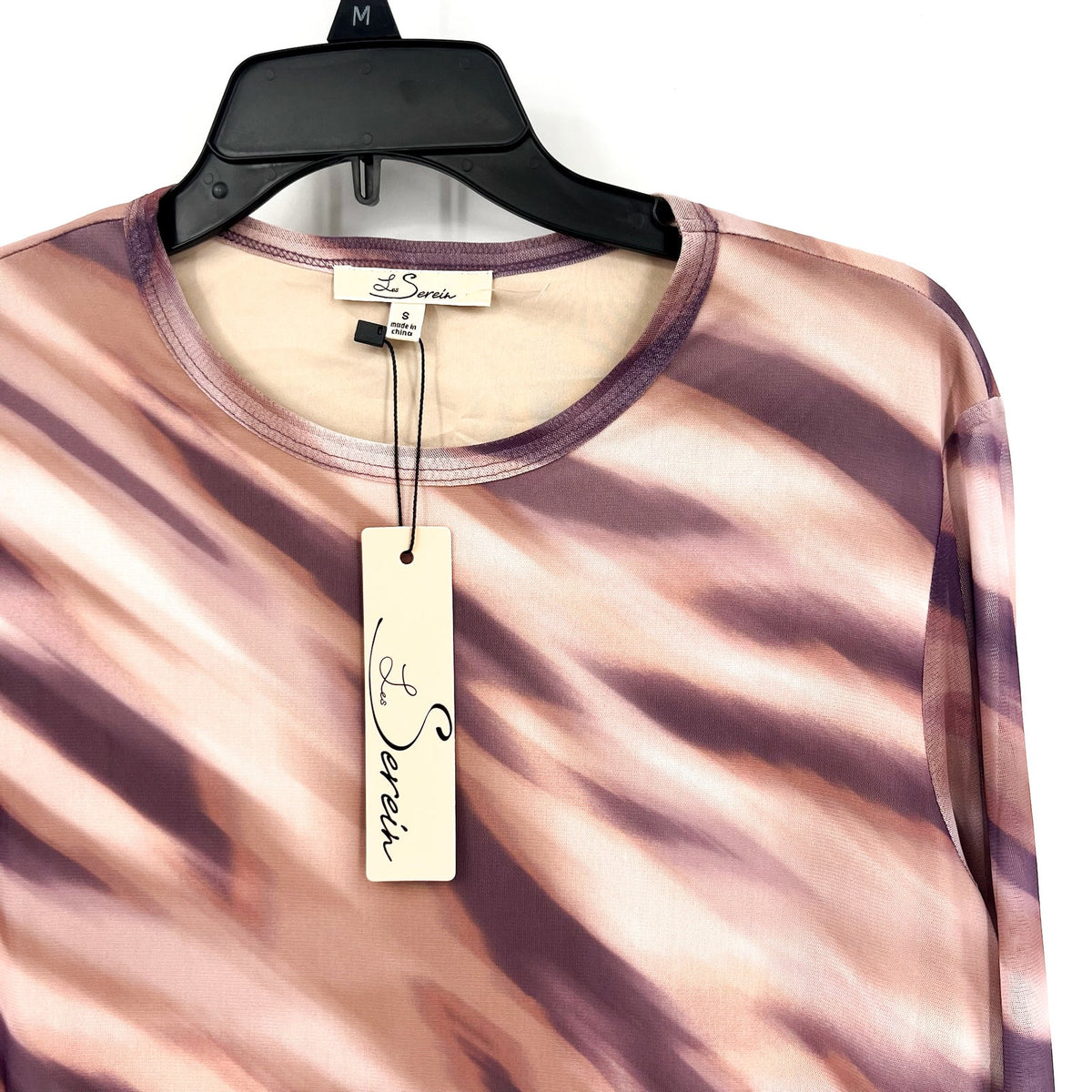 LES SEREIN - STITCHFIX Womens Print Blouse Small Purple Pink Long Sleeve NWT