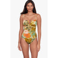 LAUREN RALPH LAUREN Island Tropical One Piece Swimsuit Size 14 Gold V-Wire NWT